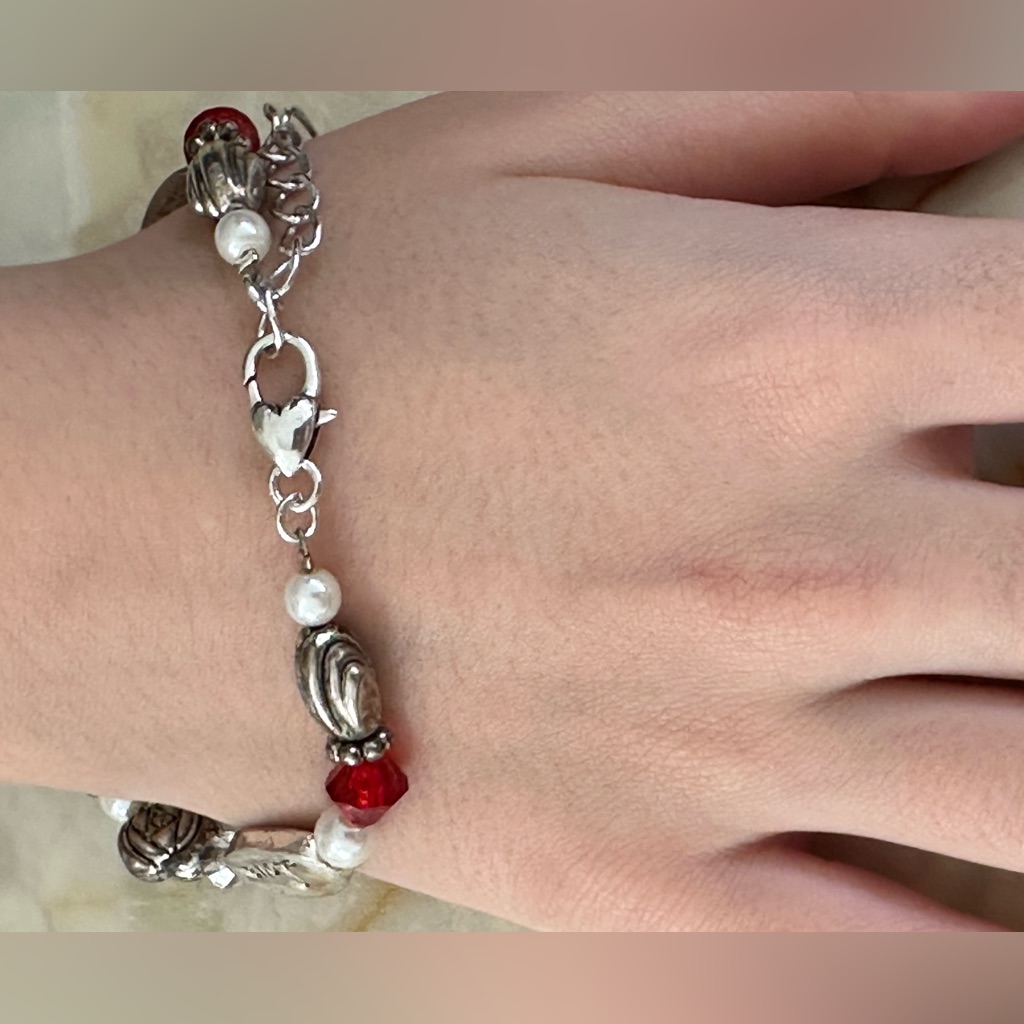 Brighton Silver And Red Heart Bracelet